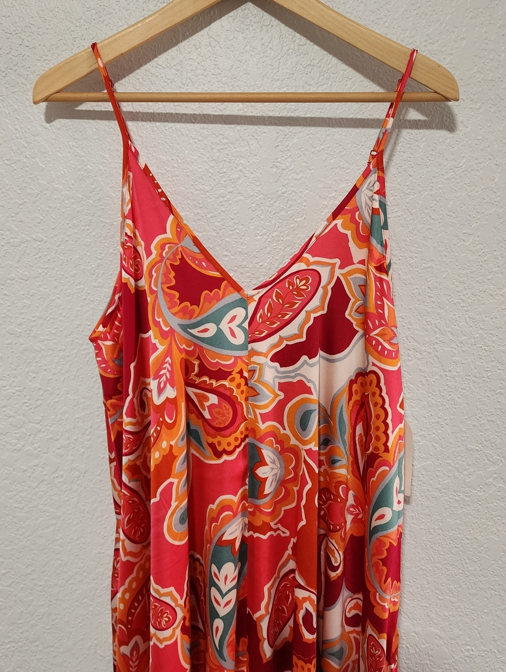 Van Winkle Co Women's Tank Maxi Nightgown Bold Paisley Large Pockets Boho NWT - Picture 2 of 7
